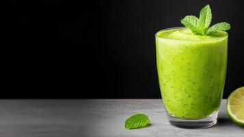 Refreshing green smoothie with mint and lime photo
