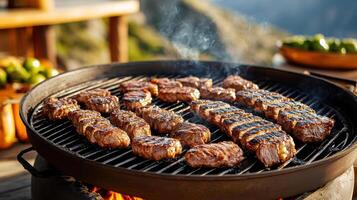 Grilling delicious steaks over open flame creates mouthwatering aroma and perfect outdoor photo