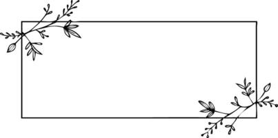 Rectangular with Botanical Corners. Foliage and Branches on white vector