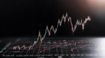 detailed stock market graph with candlestick pattern showing upward trends and fluctuations photo
