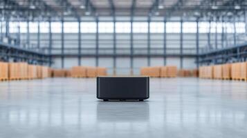 sleek robotic device in spacious warehouse, showcasing advanced automation technology photo