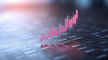 digital financial chart displaying upward trends stock prices, symbolizing growth and success photo