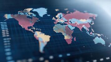 detailed world map with colorful regions, showcasing data visualization trends and patterns photo