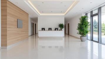 modern bank interior featuring sleek design, spacious layout, and bright lighting photo