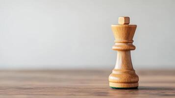 wooden chess king piece stands prominently wooden surface, symbolizing strategy and competition photo
