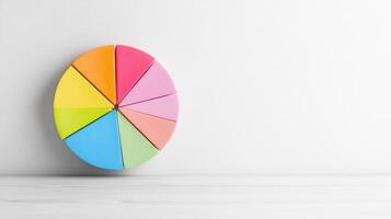 Colorful pie chart representing data distribution, showcasing vibrant segments and clean photo