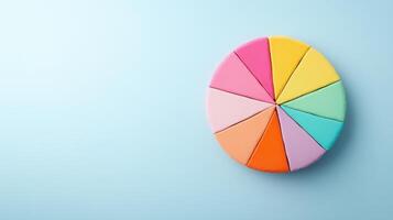 Colorful pie chart representing data segments soft background, evoking creativity and analysis photo
