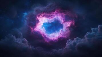 stunning cosmic scene featuring vibrant, swirling nebula with shades of pink and blue photo