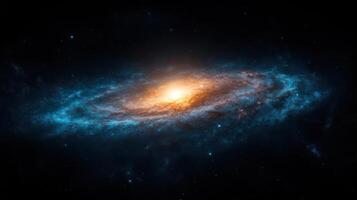 stunning view of spiral galaxy with vibrant orange and blue hues, showcasing cosmic beauty and photo