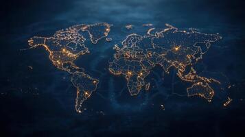 digital map showcasing global connections and illuminated regions, highlighting international photo