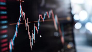 financial chart displaying stock price fluctuations with vibrant colors and clear trends photo