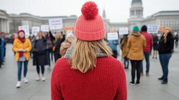 Empowered individuals gather for rally advocating for women rights, showcasing unity and photo