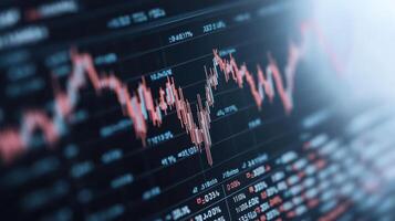 Financial chart displaying trade balance fluctuation with data analysis and trends photo