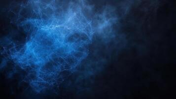 Futuristic blue abstract network design with glowing lines and dark background evokes sense of photo