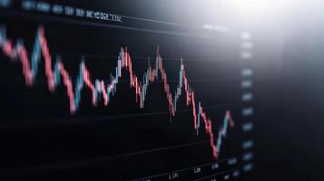 financial chart displaying market trends with fluctuating values, showcasing data analysis and photo