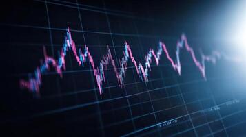 detailed stock market graph displaying fluctuating trends and data points photo