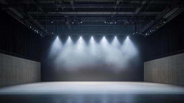 spacious stage setup with dramatic lighting and spotlight effect creates inviting atmosphere photo