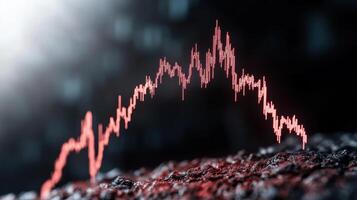 dramatic visualization of stock market crash represented by red graph, symbolizing financial photo