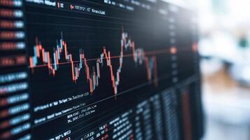 Financial market data visualization with stock price fluctuations and trends photo