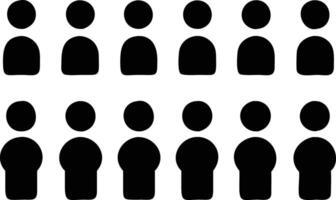 Crowd Silhouettes on White Background Twelve Black Figures in Two Rows Icon Style vector