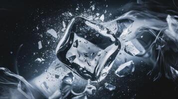 A diamond is being broken by a black background photo