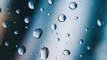 A close up of rain drops on a window photo