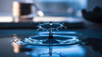 A drop of water falling into a sink photo
