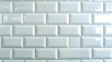 Glossy White Subway Tile Wall with Brick Pattern for Modern Interior Design photo