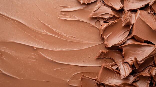 Smooth and textured milk chocolate spread displaying rich swirls and creamy layers in close up view photo