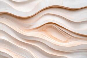 Smooth wooden wave pattern abstract background with natural beige curves and texture photo