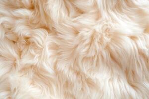 Close up of soft cream fluffy fur texture creating a luxurious and warm appearance photo