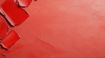 Abstract red paint texture with brush strokes on canvas in modern artistic background photo