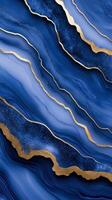 Abstract blue and gold geode pattern with organic flowing lines and textured layers in modern art design photo
