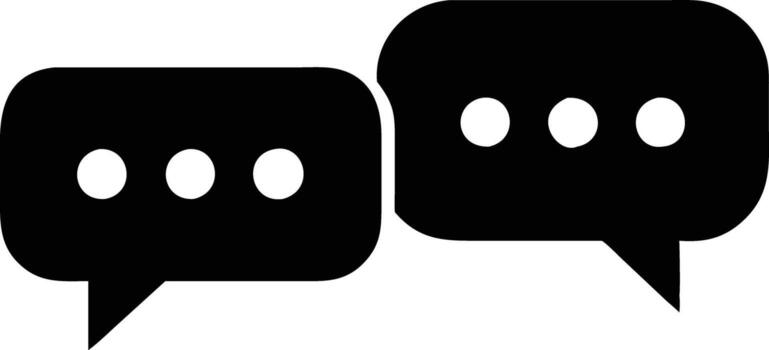 Black Speech Bubbles Icon with Dots, Communication Sign Dialogue with Pointers vector