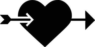 Black Heart Pierced by Arrow on White Background Love Symbol Design vector