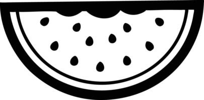 Bite Mark Watermelon Slice with Seeds in Black and White Style vector