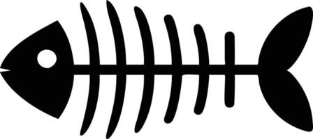 Minimalist Black Fish Skeleton with White Background Design vector