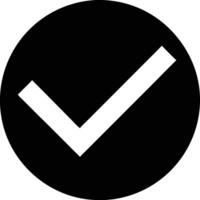 Tick Sign in Black Circle with White Check Mark Minimalist Design Simple Style vector