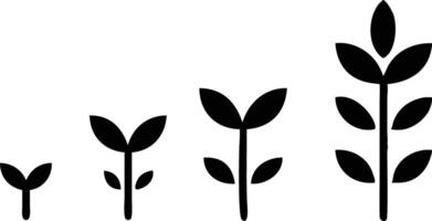 Plant Growth Stages Icon Set, Seedling Development on White Background vector