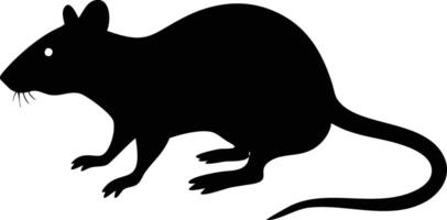 Silhouette Rat with Whiskers, Tail and Eye, Minimalist Isolated Design vector