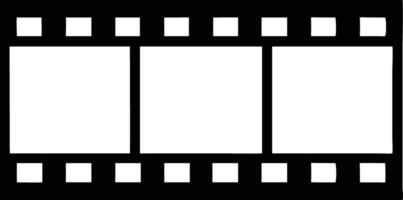 Black and White Film Strip with Perforations and Three Empty Frames on White vector