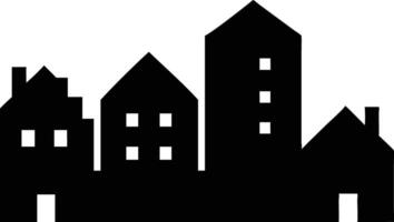 Simple Buildings Silhouette with Windows in Black Color on White Background vector