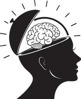 Abstract Mind Illustration with Brain Exposed, Cognitive Process vector