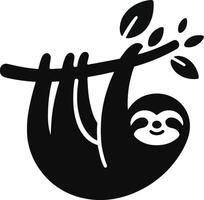 Happy Sloth Hanging on Tree Branch vector