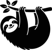 Playful Sloth Hanging from a Tree in Jungle vector