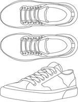 Set of shoes sneakers icon isolated Running shoes line and icon, sneakers in different styles, Flat Silhouette Shoes or Sneakers Icon Set Isolated vector