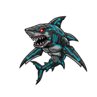 Cybernetic Shark Futuristic Robotic Great White Shark Illustration png