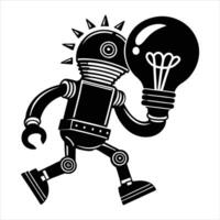 robotic lightbulb icon vector