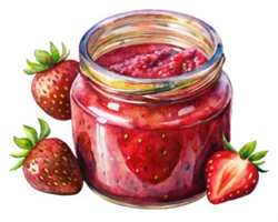 Refreshing Strawberry Jam Jar with Splash in Transparent Background png