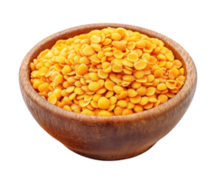 Bowl with red lentils isolated on a transparent background, top view png